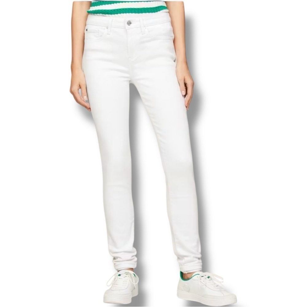 Tommy Hilfiger Women's Bright White Denim High Rise Tapered Size 16 Skinny Jeans